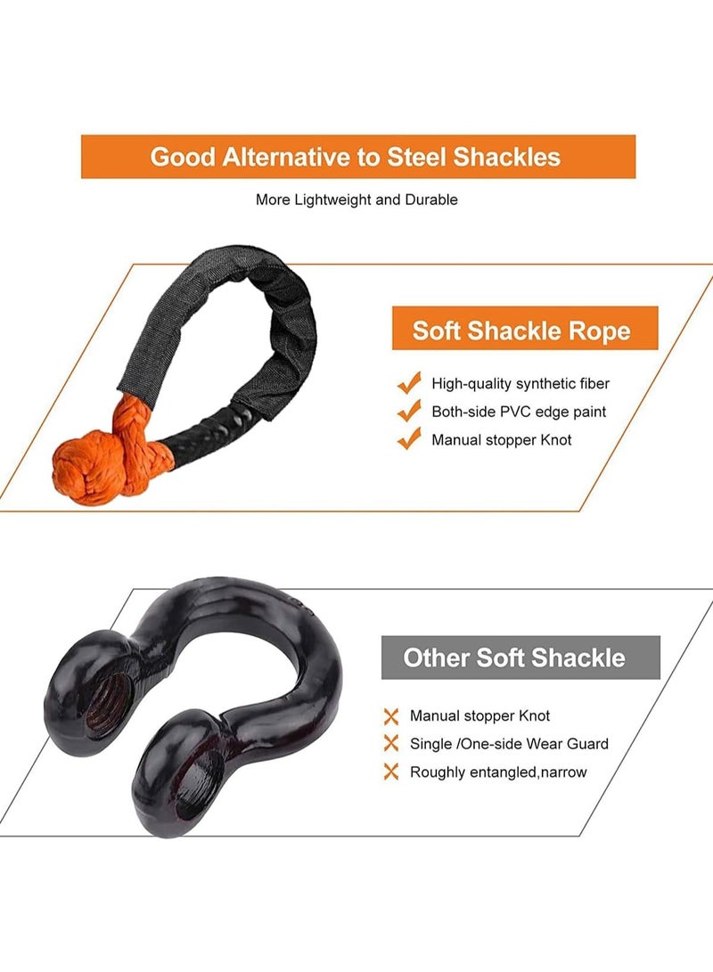 الاصطناعي ناعم سلاسل حبل قوي قبالة الطريق اتصل سلاسل، 1.5x56cm شاحنة استعادة حبل مجموعة 17T كسر القوة خفيفة الوزن مع الأكمام الوقائي لسحب 4X4 ATV سيارة الرباعية الرباعية الإبحار القوارب المقطورة، 2PCS - Image 2